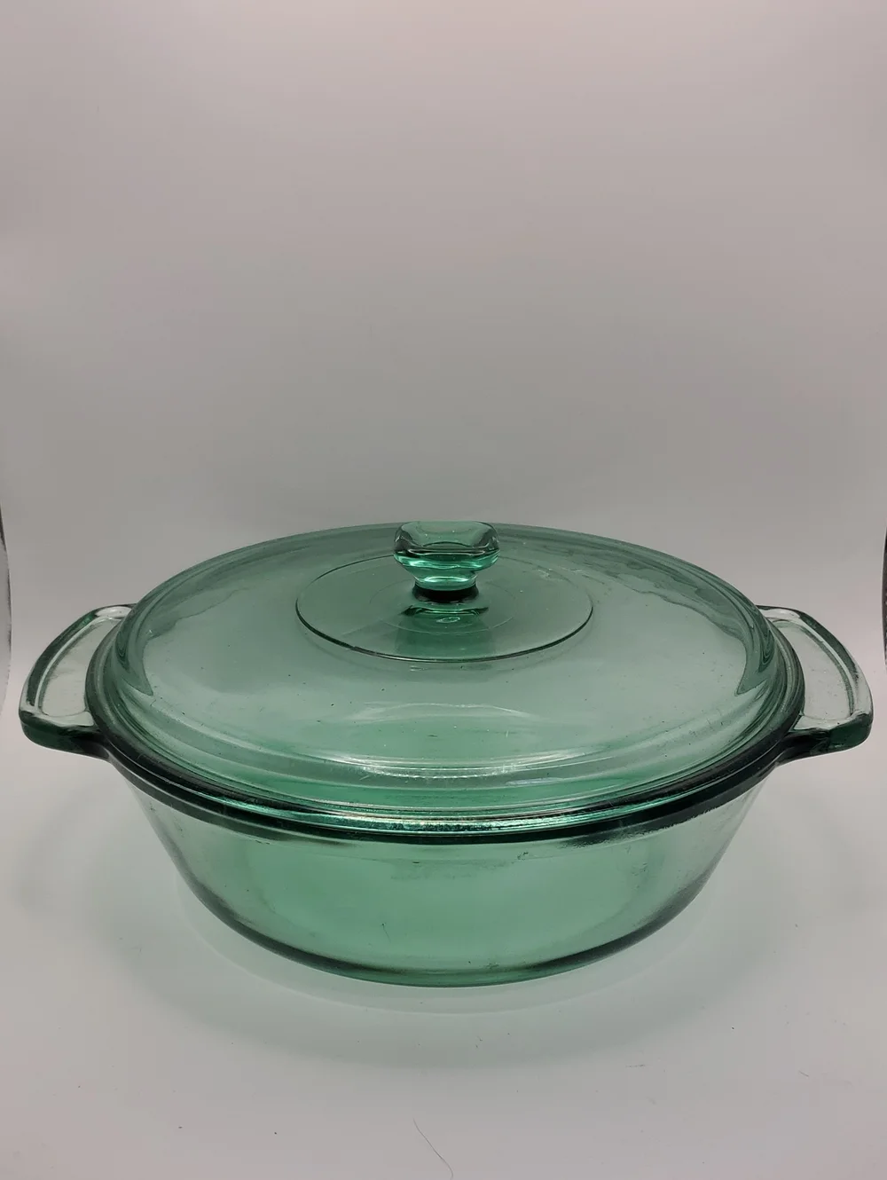 Anchor Hocking Green Glass Covered 9 Inch Casserole Dish